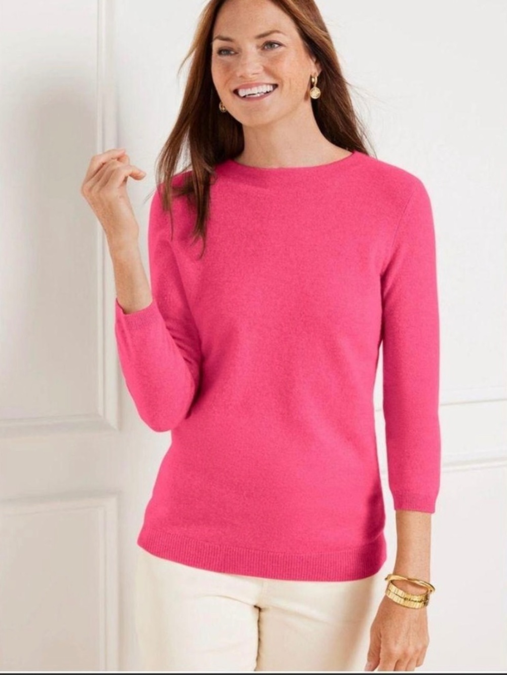 Talbots Women’s Hot Pink 100% Cashmere Petite Sweater